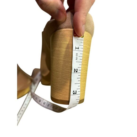 TOMS Women's Florence Sandal, Honey Beige, Peep Toe Platform, Suede, Slip On - Picture 8 of 9